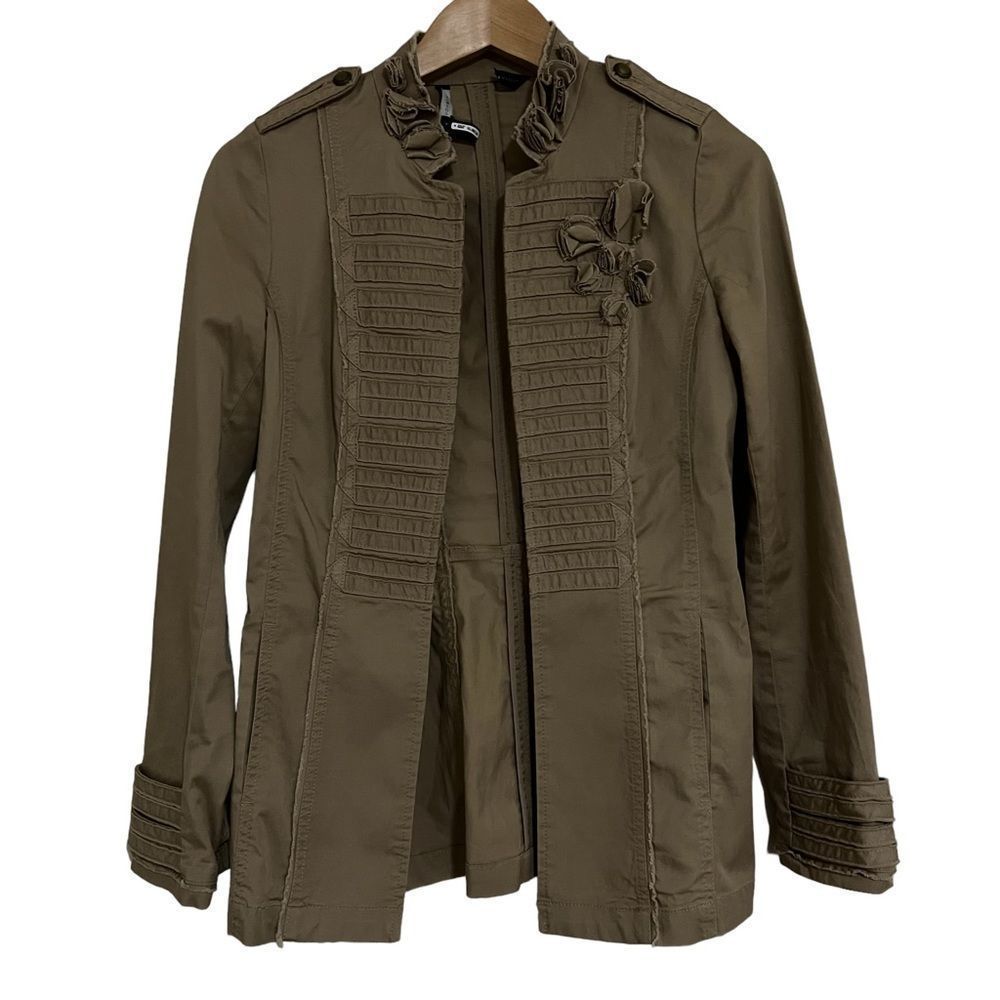 White House Black Market Brown Military Jacket Size 00